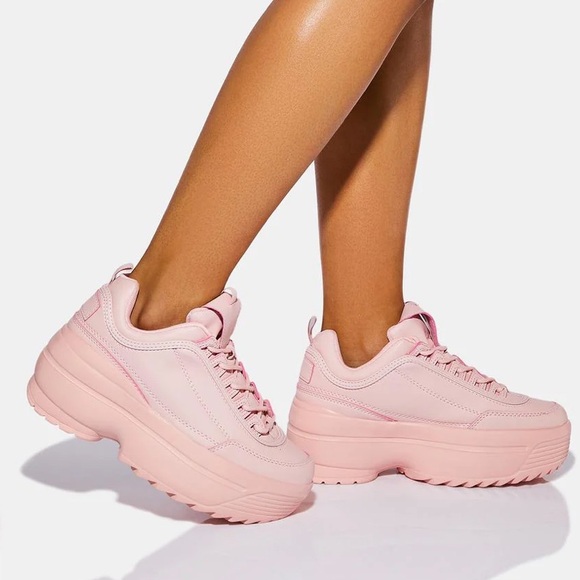 Berness Shoes - Lily 5000 Peach Platform Sneakers